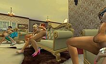 Les femmes âgées font plaisir aux jeunes hommes dans un cadre haut de gamme - une interprétation des Sims 4